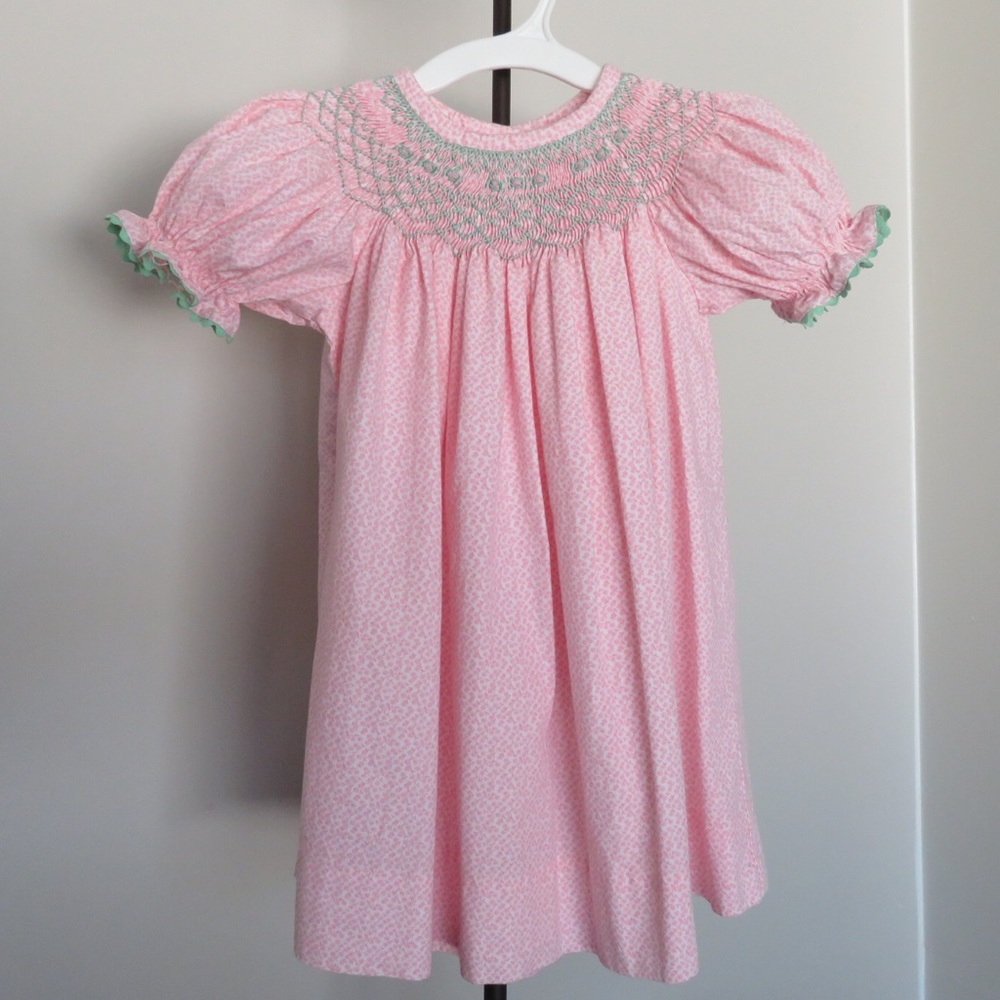 12m Smocked Pink and Green Dress by “Zuccini”